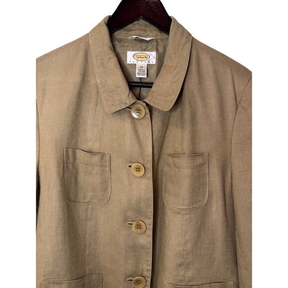 Talbots light brown linen button up blazer size 14 - Picture 2 of 7